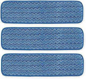 Rubbermaid Commercial Products Rubbermaid Commercial FGQ41000BL00 Q410 HYGEN Microfiber Room Mop Pad Damp Single-Sided 18-inch Blue (Pack of 3)
