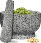 PriorityChef Extra Large Mortar and Pestle Set, Heavy Duty Natural Granite, Make Fresh Guacamole at Home, Solid Stone Grinder Bowl, Herb Crusher, Spice Grinder, 4 Cup Size, Unpolished Grey