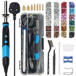 Windspeed Upgrade Hotfix Rhinestone Applicator Tool, Rapid-Heating Hot Fix Rhinestone Setter for Bedazzler Kit Hotfix Applicator for Crafts, 15 Color Rhinestones/ 7 Tips/Tweezers/Pencil/Brush (Blue)