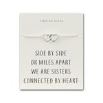 Philip Jones Sterling Silver Sister Heart Link Bracelet with Quote Card