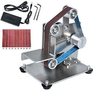 Electric Belt Grinder Machine, Mini Belt Sander with 10pcs 330mm * 15mm Belts Burnishing for Turning/Plastic Polishing/Knife Edge/Wood by Poweka…