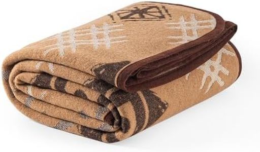 PuTian Merino Wool Blanket - Soft Warm Heavy Washable Large Bed Throw for Outdoor Camping Couch Van Travel Grass, 87x63 Khaki Boho