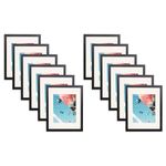 The Display Guys - Black Wooden Square Profile Picture Frame With Mat - Wall Mounting - Tabletop Display - 11" x 14" - Value 12-Pack