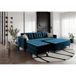 Sky Rise Decor Modern Sofa Bed with Storage Ottoman and Queen Size Futon Mattress, Blue for Living Room