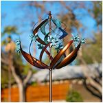 Cyan Oasis Yard Garden Wind Spinners - Extra Large Outdoor Metal Wind Sculptures Spinners, Yard Art Garden Flower Lawn Decor for Outside(26" W x 86" H)