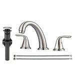 Aleasha Brushed Nickel Bathroom Sink Faucet, Widespread Bathroom Faucet, Bathroom Sink Faucet 3 Hole with Pop Up Drain for RV Restroom Vanity Camper