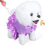 GOBRILLFUN Walking Dog Toy Remote Control, Walking and Barking Robot Dog, Electronic Plush Puppy Toy for Kids Age 3-6, Ideal Gift for Girls(Great Pyrenees)