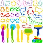 Oun Nana Dough Tools 36 PCS Playdough Tools Set ​for Kids, Play Dough Accessory Set - Various Shape Playdough Rollers & Cutters, Animal Molds, Random Color