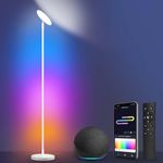 OUTON Smart LED Floor Lamp, 30W/3000LM Bright RGB Torchiere Floor Lamp Works with Alexa Google Home, 16 Million DIY Colors&Music Sync, Standing lamp for Living Room, Bedroom, Gaming Room Pearl White