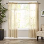 Elegant Comfort Luxury Sheer Curtains, Window Treatment Curtain Panels with Rod Pocket for Kitchen, Bedroom and Living Room, Set of 2, 60" x 84" Long, Tan