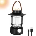 LED Camping Lantern, Solar Rechargeable Lantern Camping Lights with Side Lights, 1000LM Retro Style Portable Flashlight, IPX5 Waterproof Lanterns for Power Outages, Emergency, Hurricane, Hiking