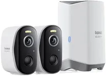 Baseus Wireless Cameras for Home Security, N1 2K HD 2-Cam Kit, No Subscription Fee, 210-Day Battery Life, 16TB Expandable Local Storage, 145° FOV, Color Night Vision, Spotlight & Alarm-Light Grey