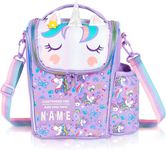 SAMVARDHAN Kids Cooler Insulated Lunch Bag Large Tote for Girls, Boys, Men, Women, with Water Bottle Holder and Adjustable Strap (Unicorn Version 1 (Purple,Pink) Random sent