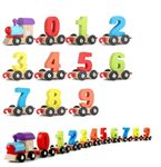 HIGH TRUSTED® Wooden Color Train, Learning Toy Numbers Educational Play Train with Sliding Wheels, Pre School Learning Game for Kids. (Multicolor)