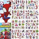 TUMAJI 8 Sheets Spider Men Temporary Tattoos Set, About 120 Pcs Waterproof Tattoos Cartoon Tattoos for Adults Birthday Gift Party Decorations