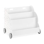 Navaris Kids Bookcase - Childrens Bookshelf with Wheels & 3 Shelves - Childs Montessori Bookshelves for Bedroom Play Room - 60 x 51 x 40cm (23.6 x 20.1 x 15.7) - White Polka Dots