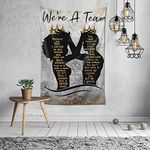 African American Black Girl Tapestry Wall Hanging Black King and Queen Inspirational Quote Tapestries Wall Art 60x40 Inch Hippie Bedroom Living Room Dorm Wall Decor Throw Tablecloth Bedspread