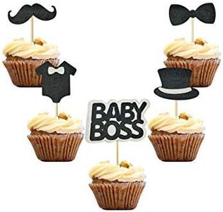 30 PCS BABY BOSS Cupcake Toppers Glitter Kids Birthday Party Supplies Decorations Baby Shower Party Supplies