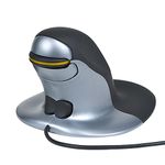 Posturite Penguin Wired Ambidextrous Ergonomic Mouse - Vertical High Precision Computer and Laptop Accessory - Compatible with Windows and Apple Mac - Small, Black/Silver