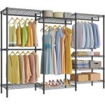 VIPEK V5 Plus Large Portable Closet Rack Freestanding Wardrobe Closet, Multi-Functional Clothes Rack Heavy Duty Metal Clothing Rack for Hanging Clothes, 85.4" L x 15.7" W x 76.4" H, Black