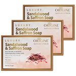 Origine Naturespired Handmade Saffron & Sandalwood Soap Bar | Natural Soap Bar For Dreamy Soft Skin | Handmade With Sandalwood, Coconut, And Saffron | Organic Soap For Skincare- 75 gm (Pack of 3)