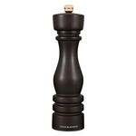 Cole & Mason H233019 London Chocolate Wood Pepper Mill, Precision+ Carbon Mechanism, Pepper Grinder with Adjustable Grind, Beech Wood, 220mm, Seasoning Mill, Lifetime Mechanism Guarantee