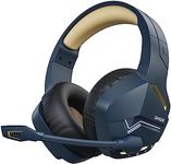 BINNUNE Wireless Gaming Headset with Microphone for PS5, PS4, PC, NS, Mac, 7.1 Crystal-Stereo Bluetooth Headphones, PS5 Headset Wireless 2.4GHz with Lossless Audio, 120 Hr Battery - Gold/Blue