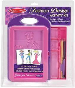 Melissa & Doug Fashion Design Art Activity Kit - 9 Double-Sided Rubbing Plates, 4 Pencils, Crayon - Fashion Plates, Travel Toys for Kids Ages 5+, 16 Piece Set, White