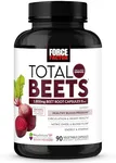 Force Factor Total Beets Blood Pressure Support Beet Root Capsules, 1800mg Organic Beet Root Powder Beet Supplement with Hawthorn Berry to Support Circulation and Blood Flow, 90 Vegetable Capsules