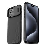 Nillkin for iPhone 15 Pro Case, with Slide Camera Protection Cover, Slim Stylish Protective Case, Scratch-Resistant Back, For iPhone 15 Pro 6.1 inch,Black