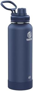 Takeya Actives Insulated Stainless Steel Water Bottle with Spout Lid, 40 oz, Midnight
