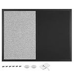 Navaris Combination Chalk and Pin Board - 45 x 60 cm Magnetic Chalkboard Fabric Combo Wall Notice Board - Includes Chalk, Push Pins, Magnets - Beige