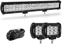 OEDRO LED Light Bar 20Inch 300W Tri-Rows LED Light Pod Spot Flood Combo Light + 2pcs 4Inch 27W Tri-Row Light Pod + Driving Lights w/Wiring Harness Fit for Pickup Jeep SUV ATV UTV Truck Tractor