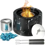 Twinkle Star Tabletop Fire Pit Bowl, Bio Ethanol Fuel Fire Pit with 2 extendable Marshmallow Roasting Stick Forks, Table Top Fire Pit Bowl/Mini Tabletop Fireplace for Indoor & Garden Black