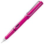 LAMY safari pink - Fountain Pen with ergonomic grip & polished steel nib in size M - ideal for any Writing & Calligraphy - including LAMY T 10 blue cartridge - Right-Handed