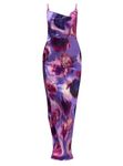 Beaufident Womens Cowl Neck Dress Floral Print Backless Maxi Dresses Wedding Guest Beach Dresses,Vivid Violet,Large