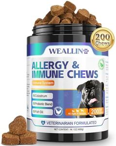 WEALLIN Itch & Allergy Immunity Treats for Dogs, 200 Count Itchy Dog Skin Relief Anti-itch Chews for Skin, Coat, Paws, Seasonal Allergy Relief, Stops Itching & Licking, Hot Spot Relief, Chicken Flavor