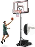 Giantex Basketball Hoop Outdoor - 7.4-10 FT Quickly Height Adjustable Basketball Net w/ 44 Inch Shatterproof PC Backboard, Fillable Base, Portable Basketball Hoop Indoor for Adults, Backyard, Driveway