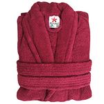 Stars and Stripes Organic Ecological Sustainable Burgundy Maroon Cotton Terry Towel Plain Bathrobe (S/M)