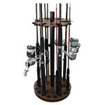 Rush Creek Creations Fishing Rod Holder for 24 Rods, Fishing Pole Holder for Garage Organization and Storage, for Fishing Reels, Fishing Gear, Fishing Accessories, Tackle Box (360° Rotating Rack)