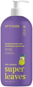 ATTITUDE Shampoo and Body Wash for Kids, EWG Verified Hair and Body Cleanser, Dermatologically Tested Soap, Plant and Mineral Based Bath Products, Vegan, Vanilla and Pear, 32 Fl Oz