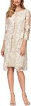 Alex Evenings Women's Short Embroidered Elongated Mock Jacket Dress, Taupe Mock, 14