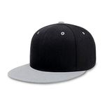 CHOK.LIDS Flat Bill Visor Classic Snapback Hat Blank Adjustable Brim High Top End Trendy Color Style Two Tone Baseball Cap (Black/London Grey)