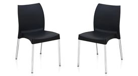 Nilkamal Novella 07 Plastic Armless Chair for Study/Office/Cafeteria/Garden/Outdoor/Indoor Chair (Iron Black) - Set of 2 Pcs Chairs