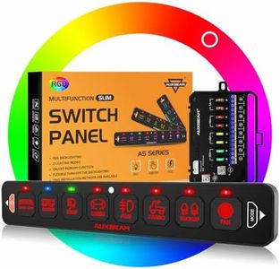 Auxbeam 8 Gang Slim Switch Panel RGB AS-R80 Toggle Momentary Pulsed Dimmable Backlight 80A Multifunction Switch Panel with Memory Function for 12-24V Truck Offroad Car Marine 2 Years Warranty