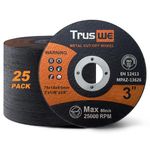 Truswe Cut Off Wheels 3 inch 25 Pack - 3” x 1/16” x 3/8” Cut Off Wheel for Metal Stainless Steel Cutting Disc for Angle Grinder Cut-Off Wheel