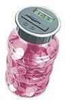 Digital Coin Bank Savings Jar - Automatic Coin Counter Totals All U.S. Coins Including Dollars and Half Dollars - Transparent Pink