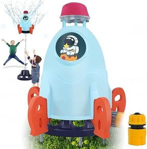 Outdoor Water Sprinkler for Kids & Toddlers - Rocket Design Water Powered Liftoff 9-16ft & Spin, Outside Kids Sprinkler for Yard Pool Garden - Summer Water Toys Birthday Gift