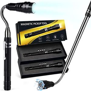 Magnetic Pickup Tool with Flashlight - 22" Extendable Magnets 360° Flexible Neck Magnet Tool Gift for Man Father Dad Grandpa Him Electrician Husband, Best Choice for Valentine, Christmas, Anniversary