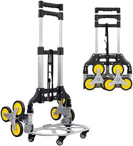 Mount-It! Stair Climber Hand Truck Dolly with Tri-Wheel Design, 154 lb Capacity, Foldable Steel Frame, Adjustable Handle, Rubber Wheels, Pre-Assembled for Stair and Flat Use